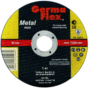 GermaFlex Tarcza do cięcia stali kwasoodpornej A46 Q BF 125x1,6x22,2mm (GFW 13478)