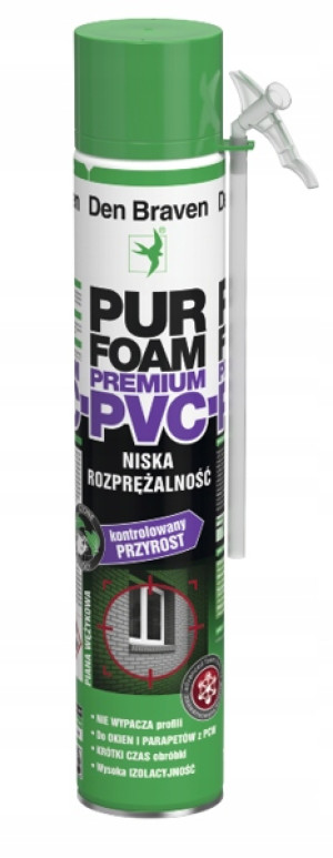 Den Braven PUR FOAM PREMIUM PVC Piana montażowa niskoprężna wężykowa 750ml 12szt/op.