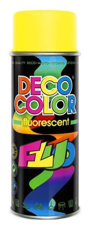 DECO COLOR Farba spray yellow żółty FLUOR 400ml RAL 1023