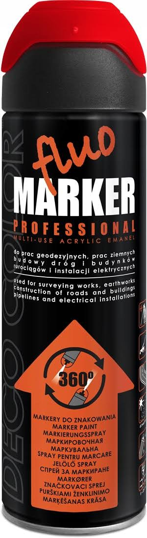 DECO COLOR Spray FLUO MARKER geodezyjny Czerwony 360st. 500ml