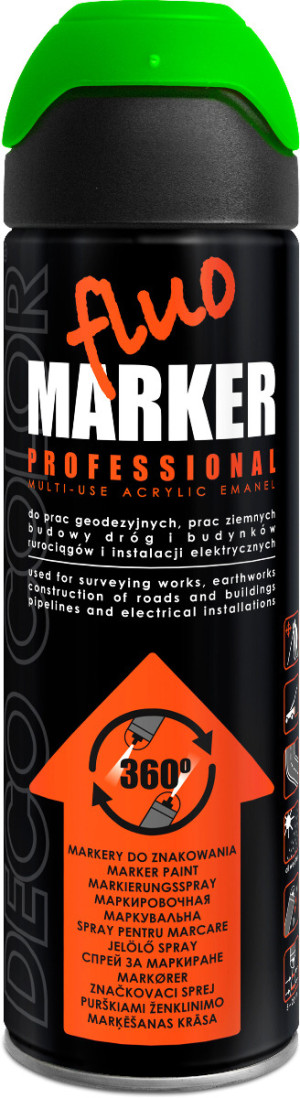 DECO COLOR Spray FLUO MARKER geodezyjny 360 st.500ml (zielony)