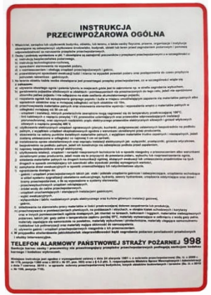 BIS - ZNAK Instrukcja przeciwpożarowa ogólna (BIS PPOŻ OGÓLNA)