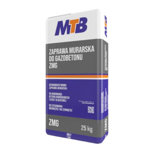 MTB Zaprawa murarska cienkowarstwowa do gazobetonu i silikatu ZMG M10 Szara 25kg/op. 48szt/pal.