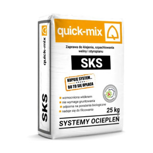 QUICK-MIX SKS Szara Zaprawa do klejenia,szpachlowania wełny i styropianu 25kg/op. 48szt/pal