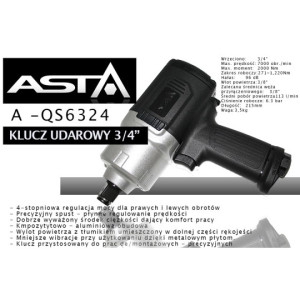 Klucz udarowy ASTA A-QS6234 3/4" 2000Nm