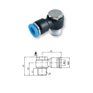Złączka wtykowa kątowa obrotowa TEKALAN RQS 4 mm gw. zew. M5 RQSLVM54