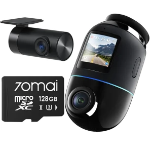 Kamera samochodowa 70mai 4K Omni X800 Czarna + kamera tylna RC14 + karta microSD 128GB SET