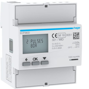 Licznik energii elektrycznej 3-fazowy 80A 4M ECP380D HAGER