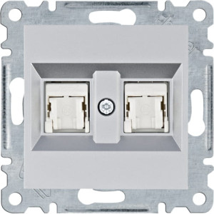 Gniazdo komputerowe podwójne RJ45 kat. 5e UTP LUMINA srebrny WL2122 HAGER
