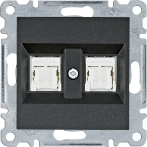 Gniazdo komputerowe podwójne RJ45 kat. 5e UTP LUMINA czarny WL2123 HAGER