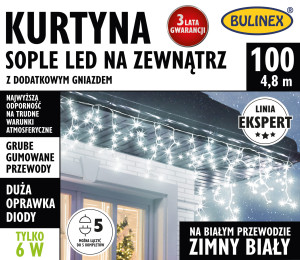 Kurtyna świetlna 100LED zewnętrzna zimny biały 25-654 BULINEX
