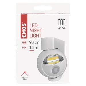LAMPKA NOCNA P3311 3W COB LED 3XAA 90LM CZUJNIK PIR BIAŁA EMOS