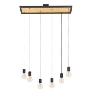 CONSETT LAMPA WISZĄCA 6XE27 CZARNY/DREWNO 43725 EGLO