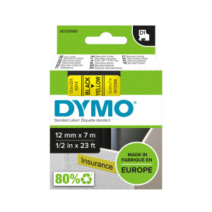 Taśma do drukarek D1 12mm x 7m czarny/żółty S0720580 DYMO