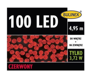 Lampki świąteczne 100 LED czerwone 4,95m 13-113 BULINEX