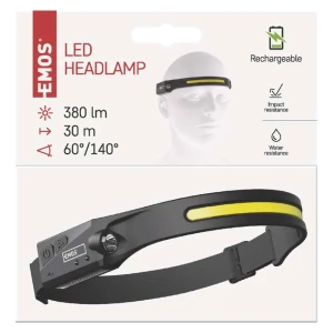 Latarka czołowa LED COB, 380 lm Li-Pol 1200mAh ładowalna EMOS