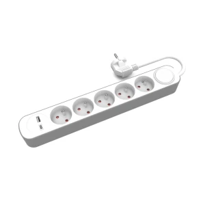 Przedłużacz 5-gniazdowy z włącznikiem i gniazdami USB-A i USB-C W-30004 PLASTROL