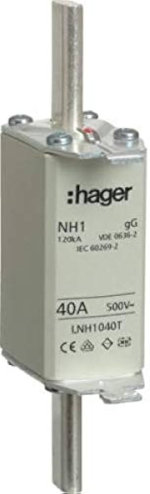 Bezpiecznik zwłoczny. NH1C 40A AC 500V gG LNH1040T HAGER