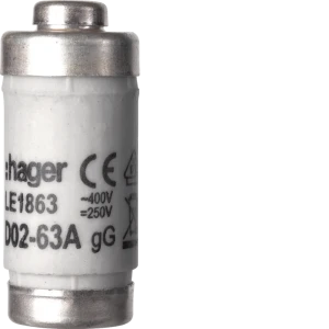 Bezpiecznik zwłoczny D0 D02/E18 63A 400V gL/gG LE1863 HAGER