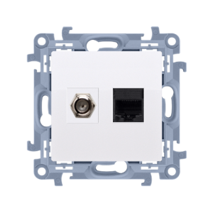 Gniazdo antenowe F + komputerowe RJ45 kat.5e S10 biały CASFRJ455.01/11 KONTAKT-SIMON
