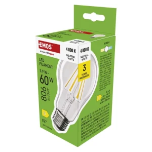 Żarówka LED Filament A60 E27 5,9W 806lm neutralna biel EMOS