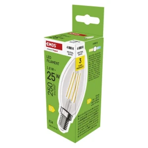 Żarówka LED Filament świeczka E14 1,8W 250lm neutralna biel EMOS