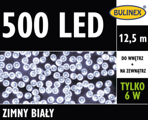 Lampki 500 led z zasilaczem biały BULINEX