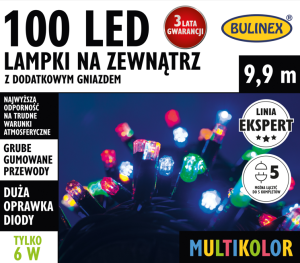 Lampki 100 led z dodatkowym gniazdem multikolor BULINEX