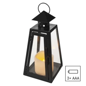Latarnia LED prostokątna, czarna, 26,5 cm, 3x AAA, vintage, IP20 EMOS