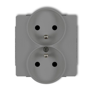 Mechanizm gniazda podwójnego do ramki z uziemieniem 2x 2P+Z szary mat DECO KARLIK