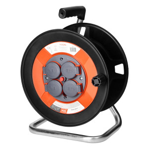 Bryzgoszczelny zwijak bębnowy IP44 4x2P+Z 16A 230V H05VV-F 3x1,5mm2 50m VIRONE