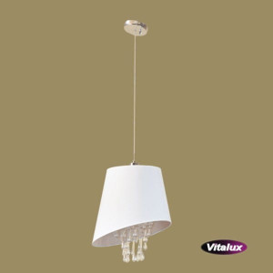 Lampa wisząca biała przezroczysty chrom LED 1x60W E27 FLAVIA D VITALUX