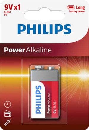 Bateria Power Alkaline 6LR61 9V 6LR61P1B/10 PHILIPS