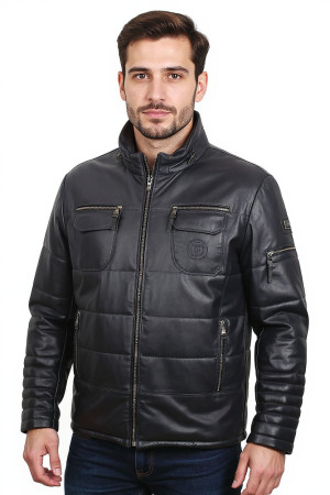OUT246 - 3XL - Ciepła skórzana męska pikowana duży rozmiar DORJAN Outlet