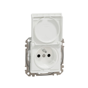 Sedna Design Gniazdo 2P+PE z przesłonami IP44, białe, Schneider
