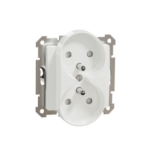 Sedna Design Gniazdo podwójne z uziemieniem 16A 2x2P+PE z przesłonami torów, do ramek Sedna Design, białe; SDD111275, SCHNEIDER ELECTRIC