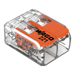 Złączka, szybkozłączka COMPACT 2x0,24mm2 z dźwigniami zwalniającymi; transparentna (opk.16 szt); 221-412/995-016, WAGO