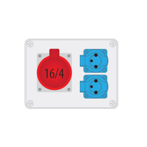 Rozdzielnica stacjonarna R-BOX 190 IP44; wyposażenie: 1x gniazdo 16A 4P, 2x gniazdo 2P+Z 250V; B.1227 PAWBOL