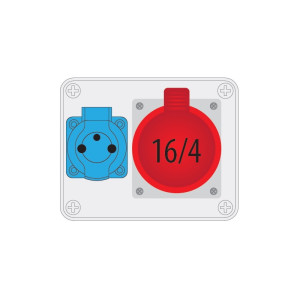 Rozdzielnica stacjonarna R-BOX 150 IP44; wyposażenie: 1x gniazdo 16A 4P, 1x gniazdo 2P+Z 250V; B.1202 PAWBOL
