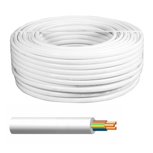 Przewód YDY 3x2,5 żo 450/750V instalacyjny okrągły biały, krążek 100m; ELPAR