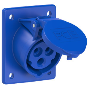 Gniazdo tablicowe skośne 16A 2P+Z 230V IP44 70x85mm, niebieskie, TWIST; 413-6, PCE