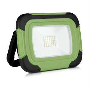 Naświetlacz LED z akumulatorem 20W 1400lm, barwa: 6400K zimna biel, obudowa: czarno-zielona IP44, funkcje:Sygnał SOS+FLASH+USB+gniazdo MICRO, Chip SAMSUNG; V-TAC