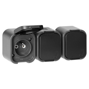 Gniazdo potrójne3x 2P+Z IP54, szaro-czarne, OR-OE-7809/GB, ORNO