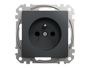 Sedna Design & Elements Gniazdo pojedyńcze z uziemieniem 16A 2P+PE z przesłonami torów, zaciski szybkozłącza, czarny antracyt; SDD114012, SCHNEIDER ELECTRIC