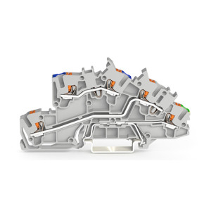 złączka instalacyjna piętrowa; z przyciskami; 2,5 mm2; N/L/PE; Push-in CAGE CLAMP®; 2,50 mm2; szary