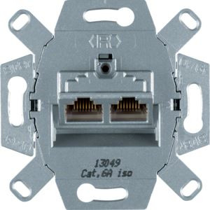one.platform Mechanizm gniazda komputerowego UAE 2-krotne RJ45 ekranowane kat.6a iso; Linia projektowa Berker: B.Kwadrat, K.1, K.5, B.3, B.7, Q.1, Q.3, Q.7, R.1, R.3; 4587 Hager