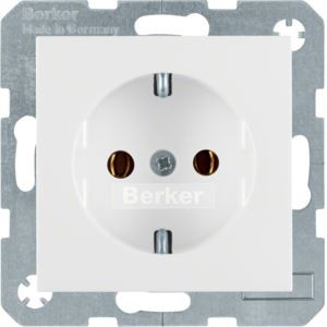 B.X/S.1 Gniazdo SCHUKO z uziemieniem biały; linia projektowa: B.Kwadrat/B.3/B.7; BERKER by HAGER