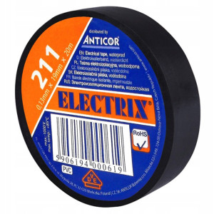 Taśma izolacyjna ELECTRIX 211 elektroizolacja PCV 19x20 czarny
