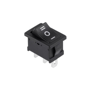 Przełącznik kołyskowy 1-0-2 mały 2x1,5x2cm, 6A/250VAC czarny MRS103A/C6-ORL
