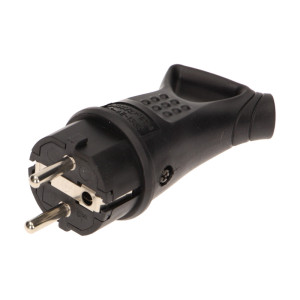 Wtyczka gumowa prosta 2P+Z IP44 czarna